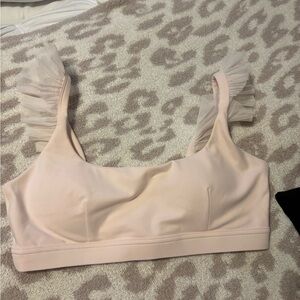 Popflex pink ruffle romantic sports bra- size L